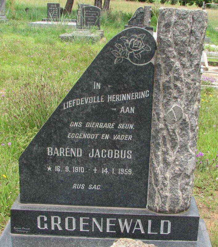 GROENEWALD Barend Jacobus 1910-1959