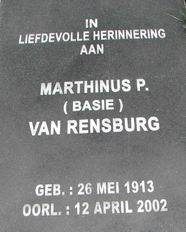 RENSBURG Marthinus P., van 1913-2002