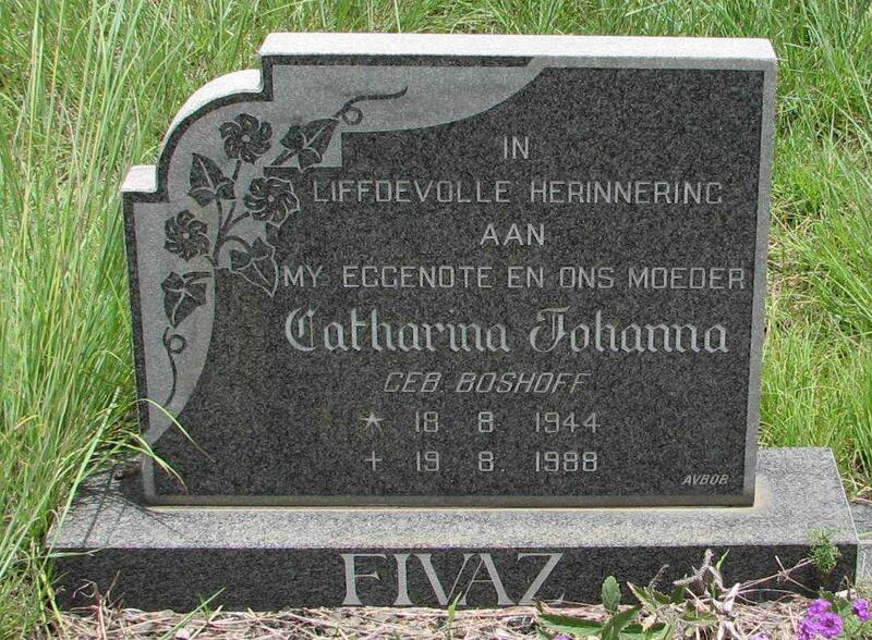 FIVAZ Catharina Johanna nee BOSHOFF 1944-1988