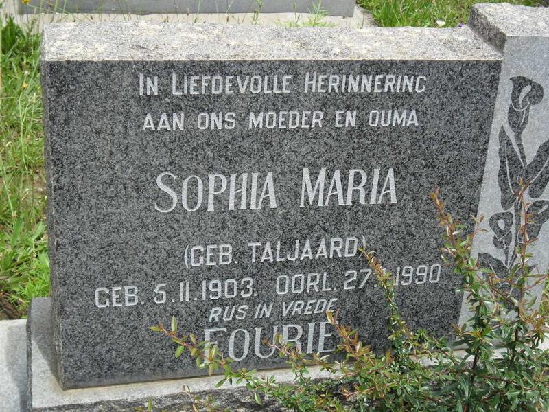 FOURIE Sophia Maria nee TALJAARD 1903-1990