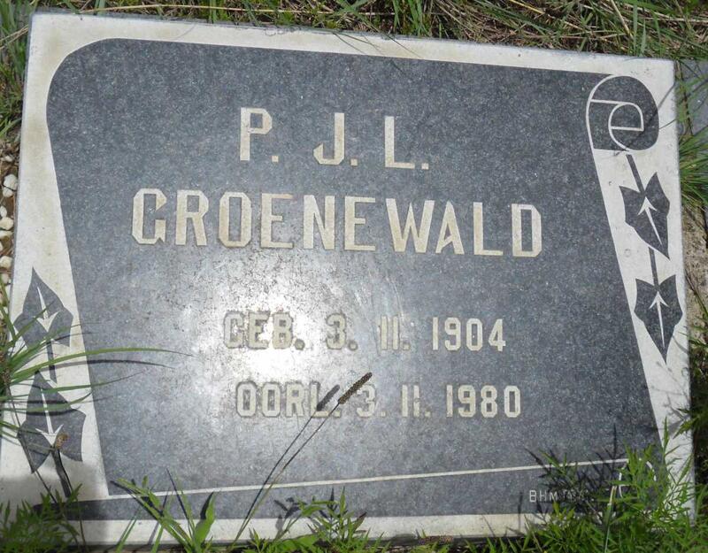 GROENEWALD P.J.L. 1904-1980