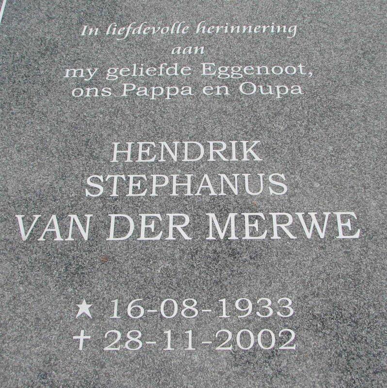 MERWE Hendrik Stephanus, van der 1933-2002