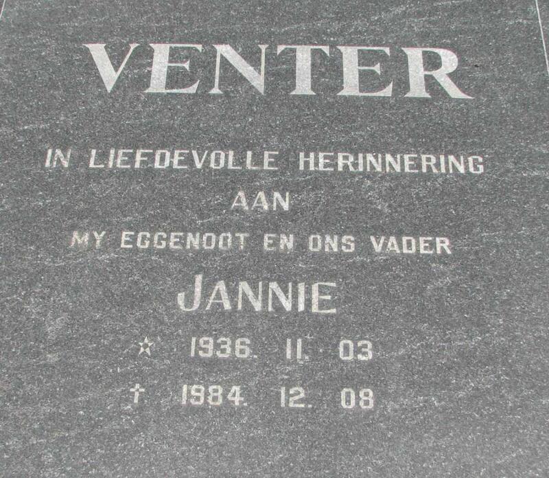 VENTER Jannie 1936-1984