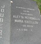 JOUBERT Aletta Petronella Maria Magdalena nee BOOYENS 1943-
