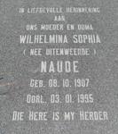 NAUDE Wilhelmina Sophia nee UITENWEERDE 1907-1995