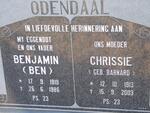 ODENDAAL Benjamin 1919-1986 & Chrissie BARNARD 1913-2003