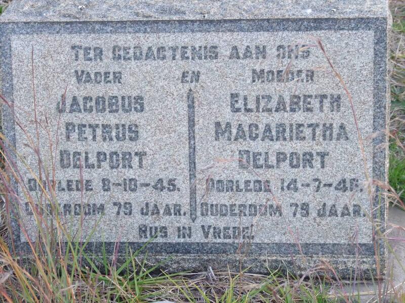 DELPORT Jacobus Petrus -1945 & Elizabeth Magarietha -1946