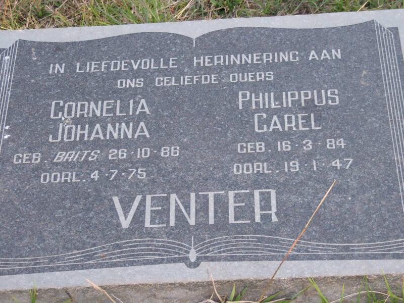 VENTER Philippus Carel 1884-1947 & Cornelia Johanna BRITS 1886-1975