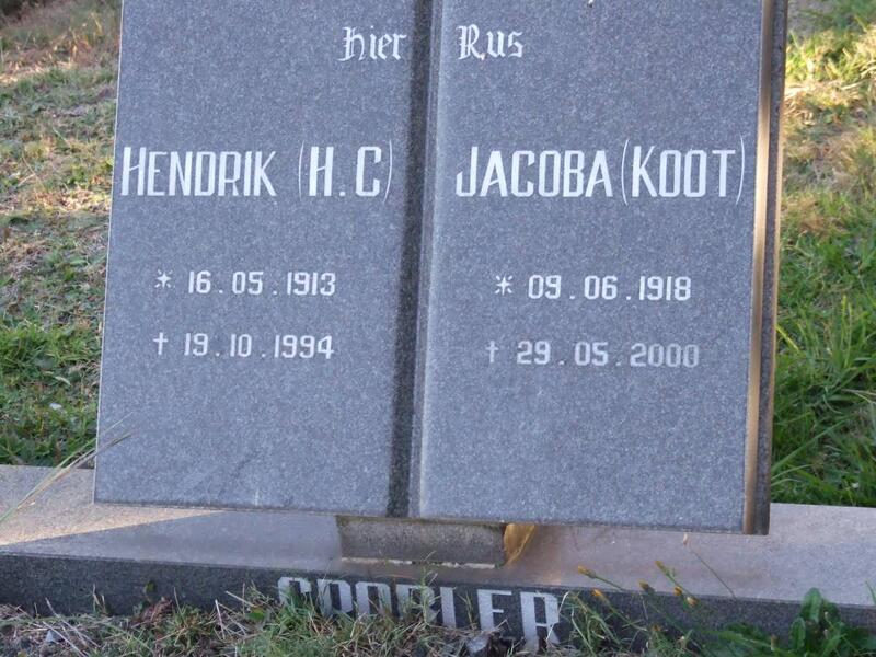 GROBLER H.C. 1913-1994 & Jacoba 1918-2000
