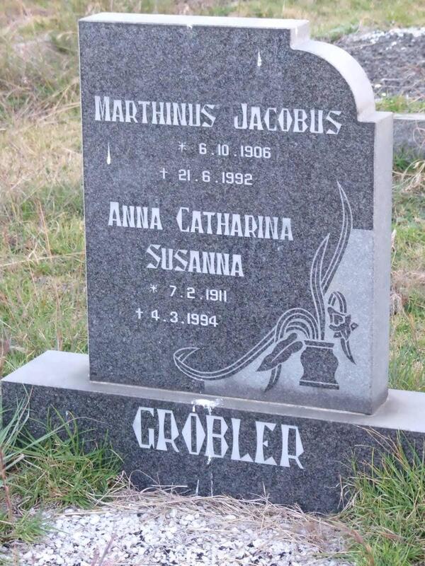 GROBLER Marthinus Jacobus 1906-1992 & Anna Catharina Susanna 1911-1994