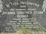 BEKKER Johanna Dorothea Gezina nee ROSSOUW 1867-1958