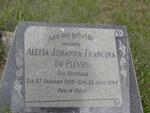 PLESSIS Aletta Johanna Francina, du nee WAGENAAR 1889-1944