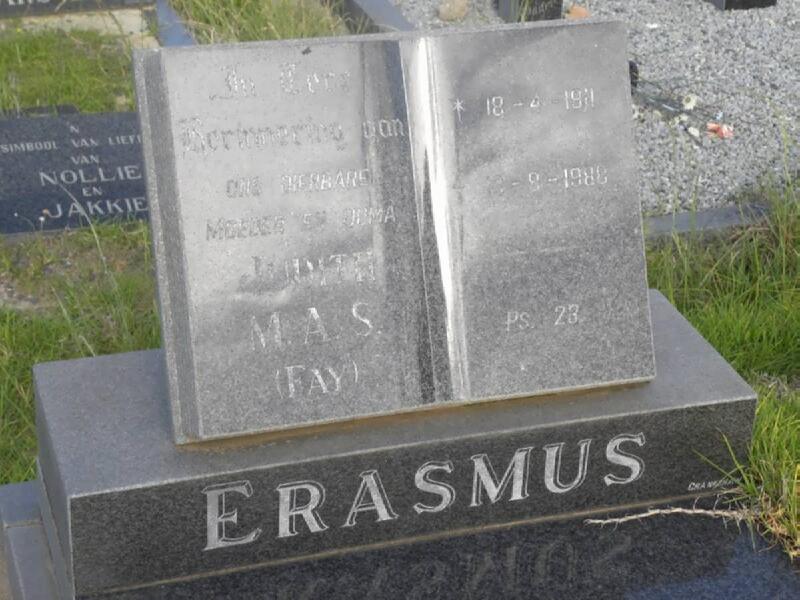 ERASMUS Judith M.A.S. 1911-1988