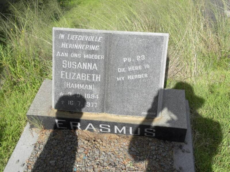 ERASMUS Susanna Elizabeth nee HAMMAN 1894-1977