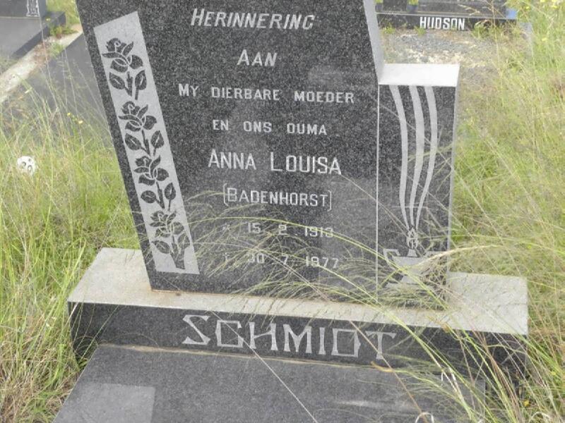 SCHMIDT Anna Louisa nee BADENHORST 1913-1977