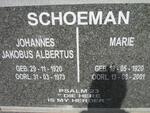 SCHOEMAN Johannes Jakobus Albertus 1920-1973 & Marie 1920-2001