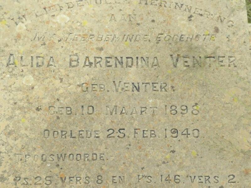 VENTER Alida Barendina nee VENTER 1898-1940
