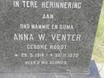 VENTER Anna W. nee ROODT 1914-1972