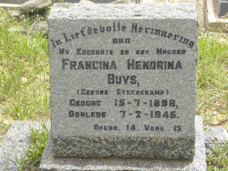 BUYS Francina Hendrina nee STEENEKAMP 1898-1945