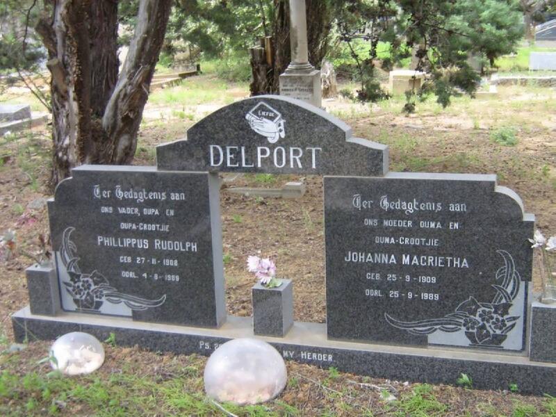 DELPORT Phillippus Rudolph 1908-1989 & Johanna Magrietha 1909-1989