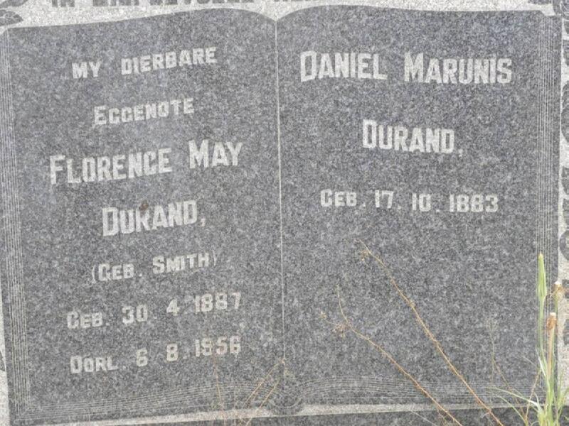 DURAND  Daniel Marunis 1883- & Florence May SMITH 1887-1956