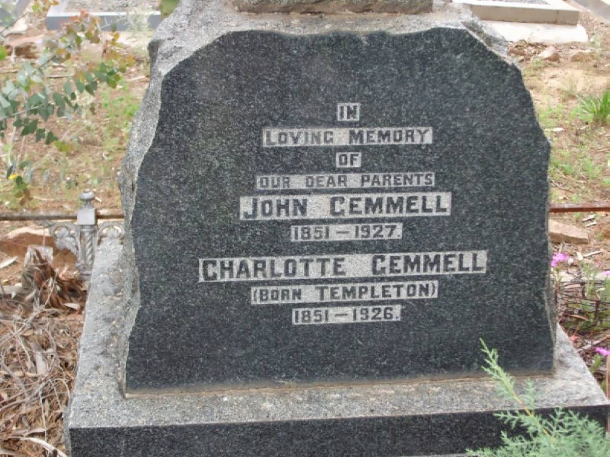 GEMMELL John 1851-1927 & Charlotte TEMPLETON 1851-1926