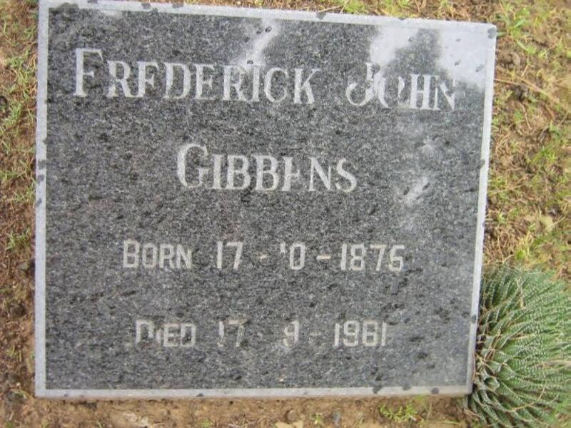 GIBBENS Frederick John 1875-1961