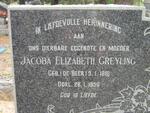 GREYLING Jacoba Elizabeth nee DE BEER 1881-1956