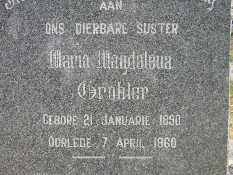 GROBLER Maria Magdalena 1890-1960