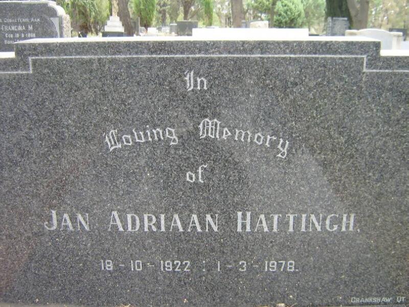 HATTINGH Jan Adriaan 1922-1978