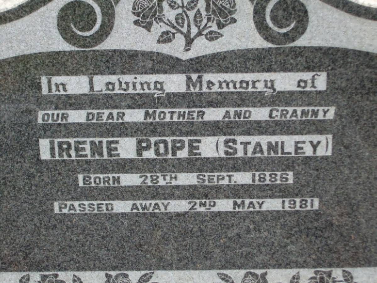 POPE Irene nee STANLEY 1886-1981