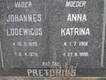 PRETORIUS Johannes Lodewicus 1899-1975 & Anna Katrina 1901-1990