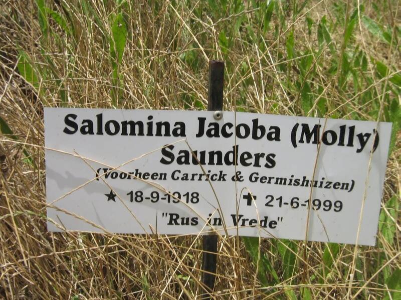 SAUNDERS Salomina Jacoba voorheen CARRICK voorheen GERMISHUIZEN 1918-1999