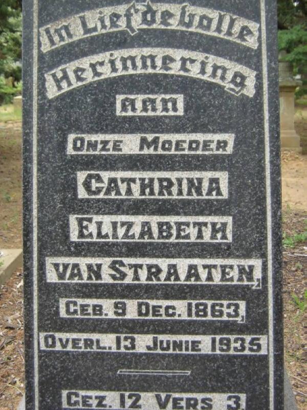 STRAATEN Cathrina Elizabeth, van 1863-1935