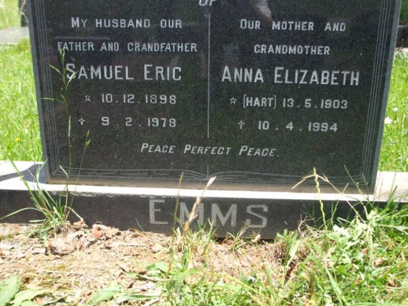 EMMS Samuel Eric 1898-1978 & Anna Elizabeth HART 1903-1994