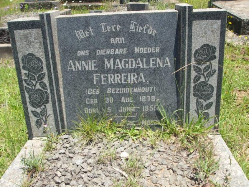 FERREIRA Annie Magdalena nee BEZUIDENHOUT 1878-195?