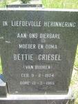 GRIESEL Braam 1904-1973 & Bettie VAN BUUREN 1924-1985