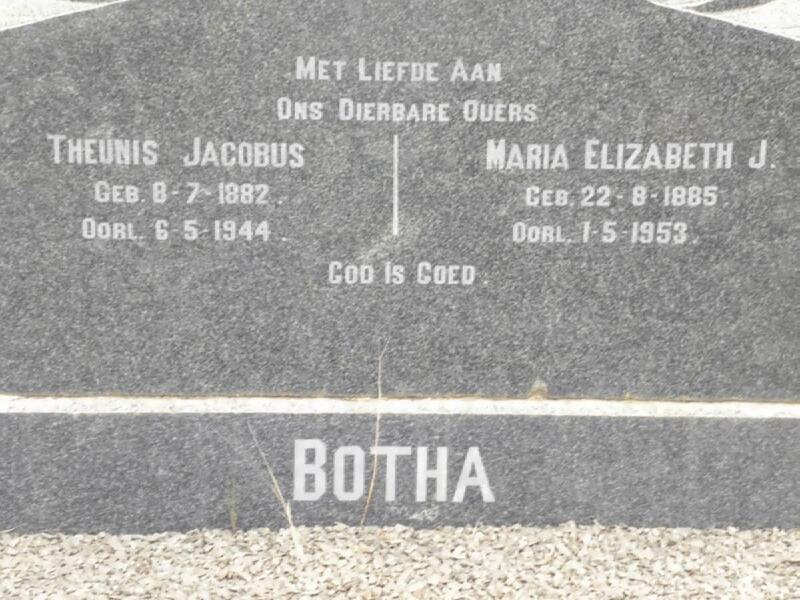 BOTHA Theunis Jacobus 1882-1944 & Maria Elizabeth J. 1885-1953