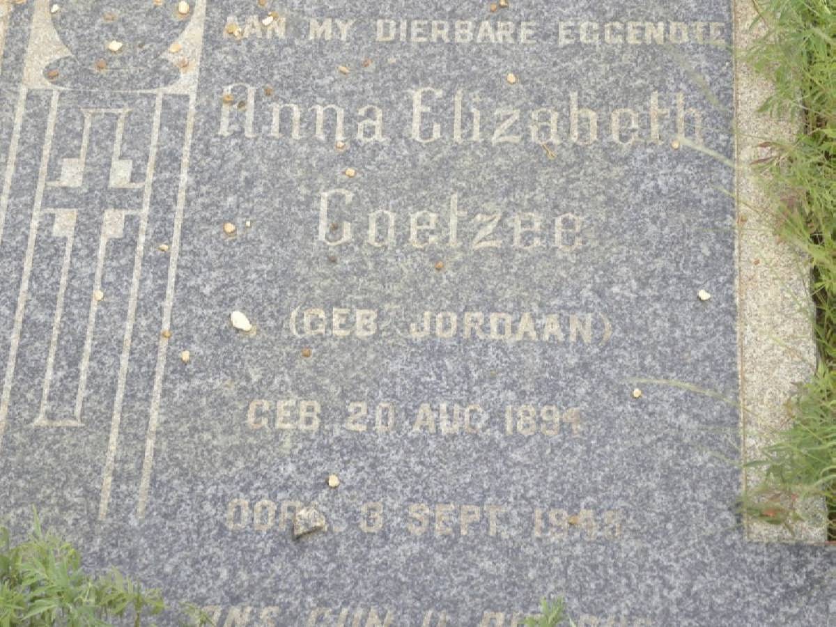 COETZEE Anna Elizabeth nee JORDAAN 189?-19??