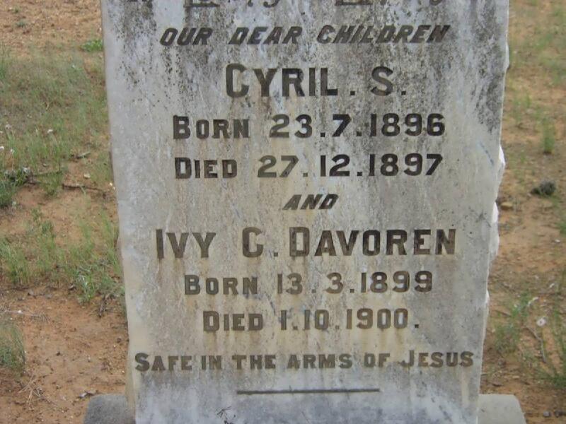 DAVOREN Cyril S 1896-1897 :: DAVOREN Ivy C 1899-1900