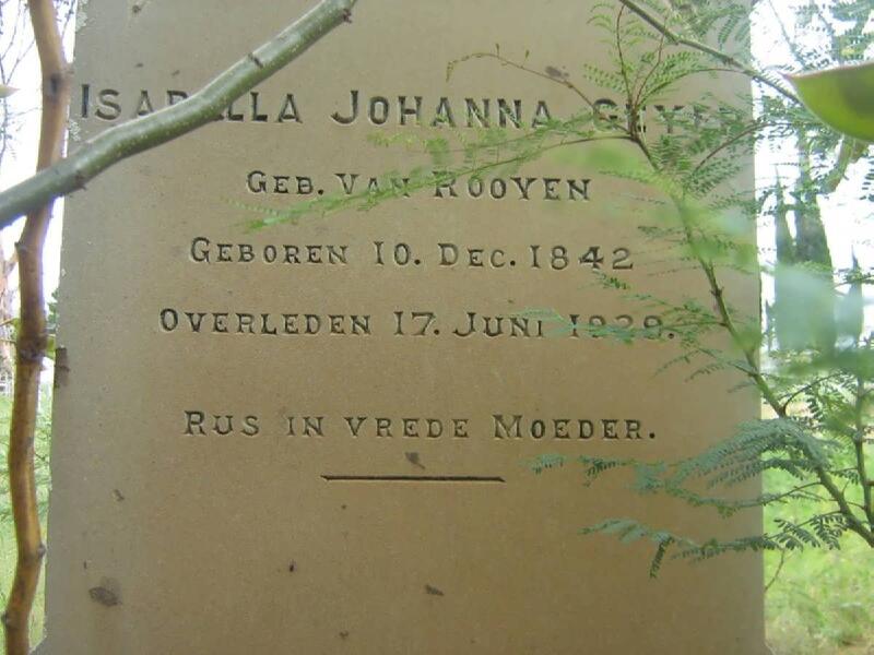 GEYER Isabella Johanna nee VAN ROOYEN 1842-1929