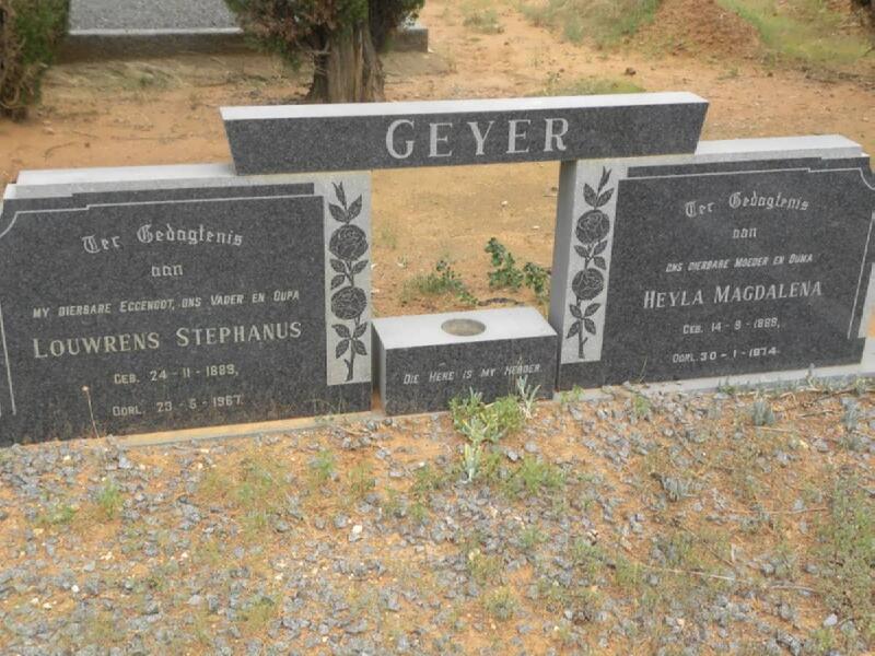 GEYER Louwrens Stephanus 1889-1967 & Heyla Magdalena 1889-1974