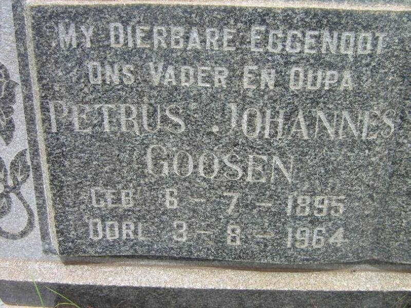 GOOSEN Petrus Johannes 1895-1964