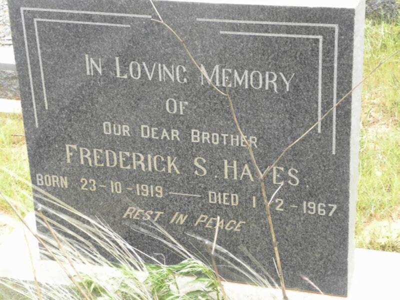 HAYES Frederick S. 1919-1967
