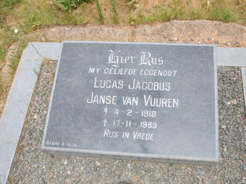 VUUREN Lucas Jacobus, Janse van 1918-1989