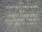 VUUREN Thomas Frederick, Jansen van 1874-1957  