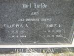JOHNSTONE Fillippus A. 1931-2004 & Sarie E. 1936-1981