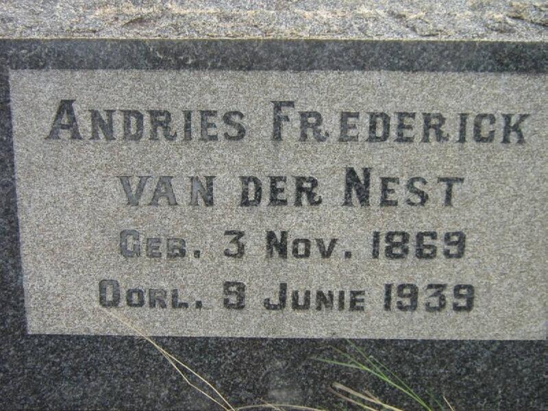 NEST Andries Frederick, van der 1869-1939