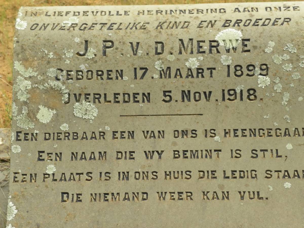 MERWE J.P., v.d. 1899-1918