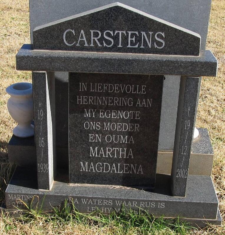 CARSTENS Martha Magdalena 1939-2002